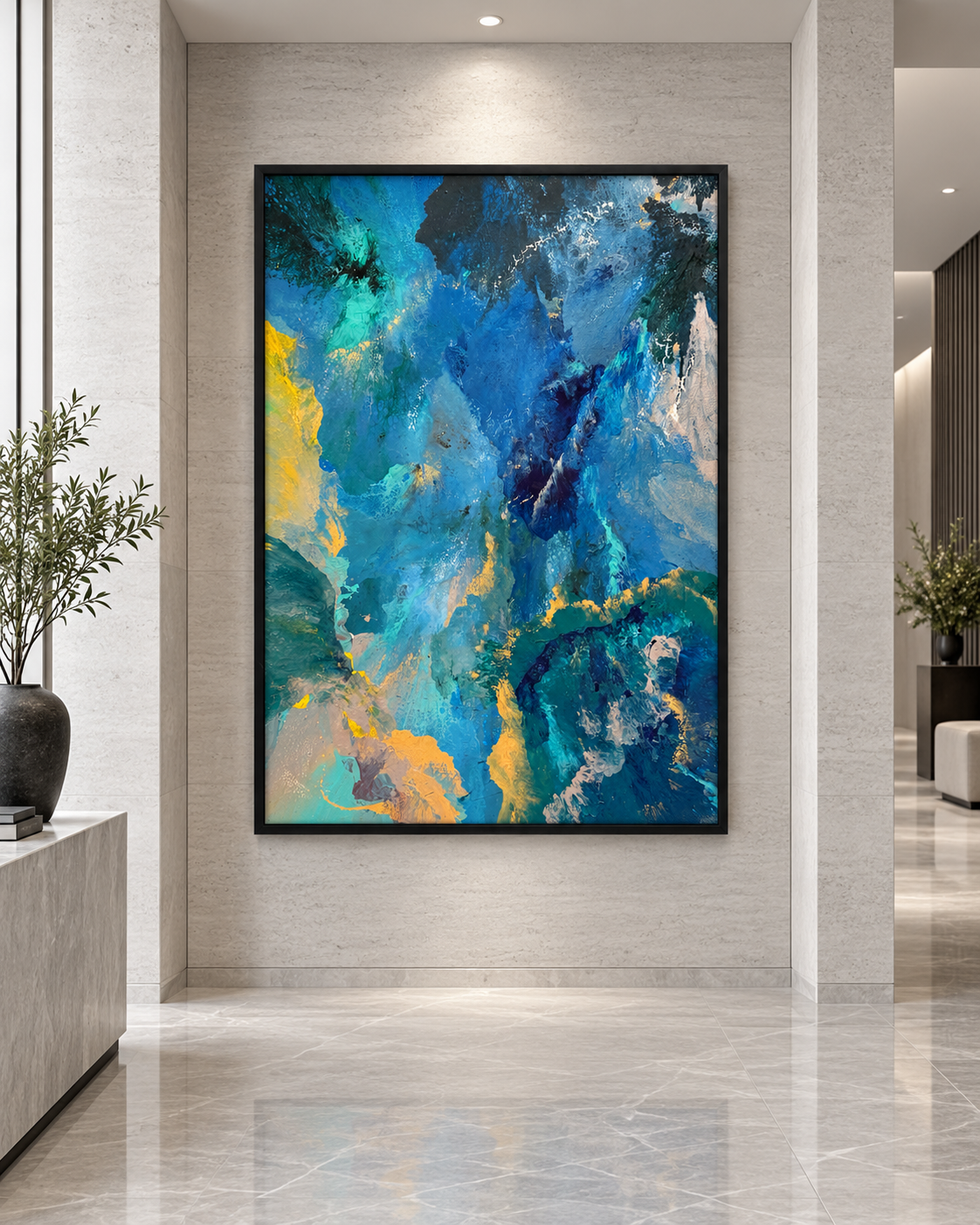 Ocean Reverie displayed in a refined stone interior